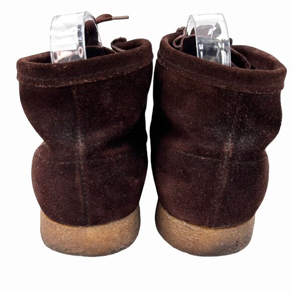 VINTAGE 70'S TOWNCRAFT DK BROWN SUEDE MEN'S LACE UP GUM SOLE CHUKKA BOOTS 7.5 - Picture 3 of 7